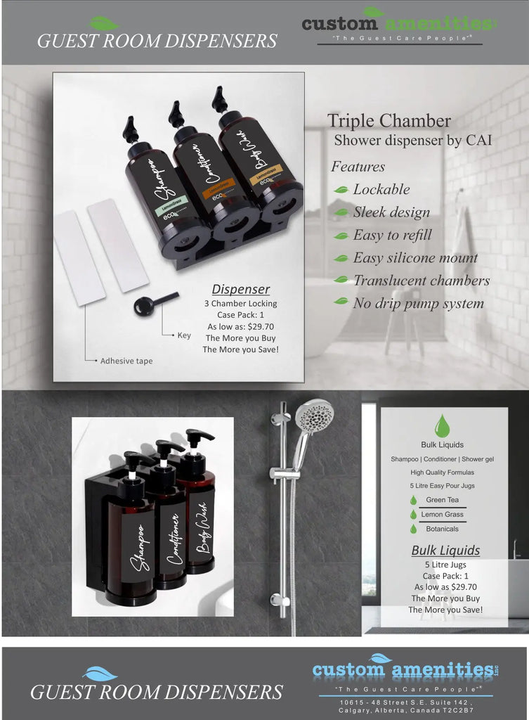 Hotel Shampoo Soap Dispenser ECO Sciences ON SALE Hotel Supplies Canada